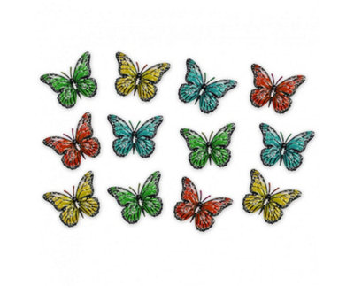 Primus Set of 12 Multicoloured Metal Butterflies