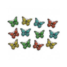 Primus Set of 12 Multicoloured Metal Butterflies