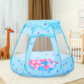 Princess Pop Up Tent Kids Playhouse Tent with a Storage Bag Pop Up Ball Pit Tent for Toddlers Baby Blue