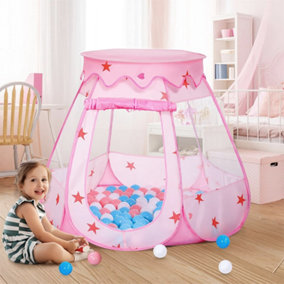 Princess Pop Up Tent Kids Playhouse Tent with a Storage Bag Pop Up Ball Pit Tent for Toddlers Baby Pink