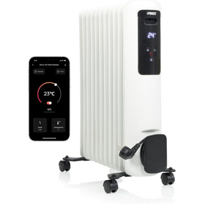 Princess Smart 2000W White Oil Filled Radiator,11 Fins, Thermostat control