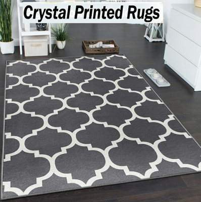 Printed Area Rug 120 X 170 CM Modern Bedroom Indoor/Outdoor Carpet Ava Grey