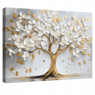 Printed Canvas Wall Art Tree Abstrakt Gold Home Decor Paintings Kitchen ...