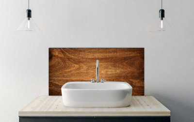 Printed Glass Bathroom Splashback - wood texture 400x300mm