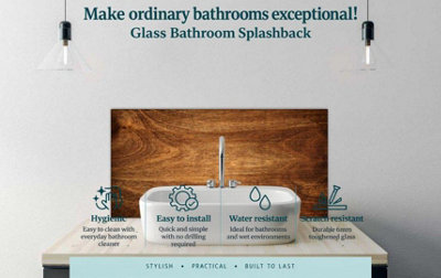 Printed Glass Bathroom Splashback - wood texture 400x300mm