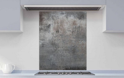 Printed Glass Kitchen Splashback - Grunge metal texture 600x700mm