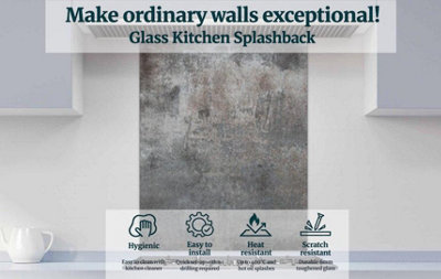 Printed Glass Kitchen Splashback - Grunge metal texture 600x700mm