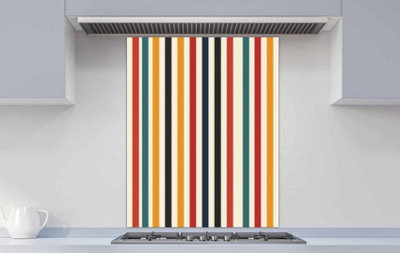 Printed Glass Kitchen Splashback - Multi-coloured stripes 1200x750mm