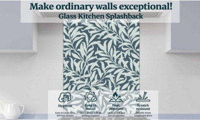 Printed Glass Kitchen Splashback - Willow Bough by William Morris - Art ...