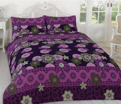 Printed Reversible Willow Duvet Cover Set with Pillowcases, Floral Quilt Linen Bedding Sets