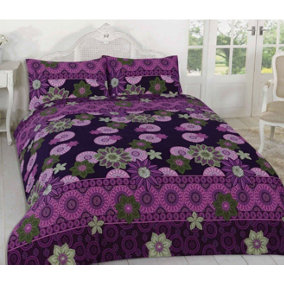 Printed Reversible Willow Duvet Cover Set with Pillowcases, Floral Quilt Linen Bedding Sets