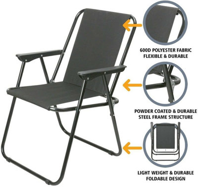 Printed Spring Folding Beach Chair Black Plain Design, Portable Outdoor ...