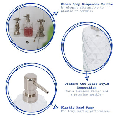 Prism Glass Soap Dispensers - 330ml - Pack of 2