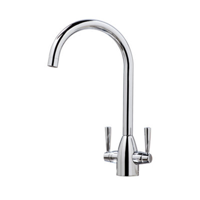 Prism Twin Lever Kitchen Sink Mixer Tap Chrome