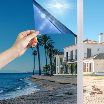 Privacy Window Film, 45 x 100cm, One-Way Mirror Window Film, UV Heat ...