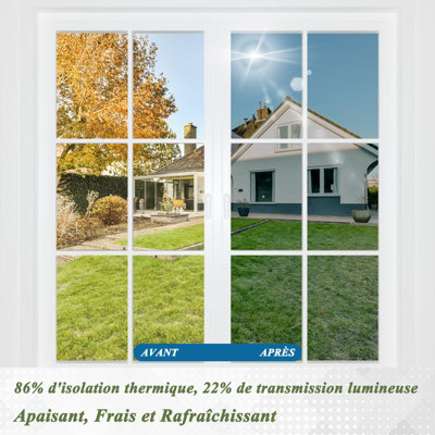 Privacy Window Film, 45 x 100cm, One-Way Mirror Window Film, UV Heat ...