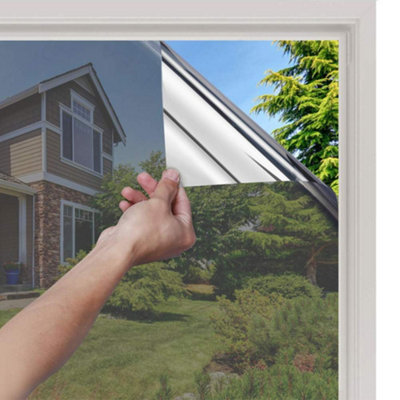 Privacy Window Film, 45 x 400cm, One-Way Mirror Window Film, Adhesive ...