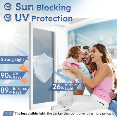 Privacy Window Film, 45 x 400cm, One-Way Mirror Window Film, Adhesive ...