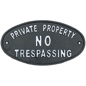Private Property No Trespassing Cast Iron Sign Plaque Door Wall House Gate Post