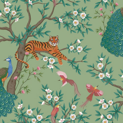 Priya Chinoiserie Bright Sage Wallpaper