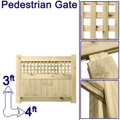 Prmier URBAN Tongue & Groove Garden Gate Padestrian Pathway Height: 3ft x Width: 4ft with Premier 45mm Square Trellis