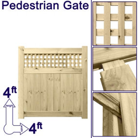 Prmier URBAN Tongue & Groove Garden Gate Padestrian Pathway Height: 4ft x Width: 4ft with Premier 45mm Square Trellis