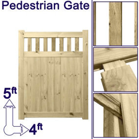 Prmier URBAN Tongue & Groove Garden Gate Padestrian Pathway Height: 5ft x Width: 4ft with Vertical Picket Pales Trellis