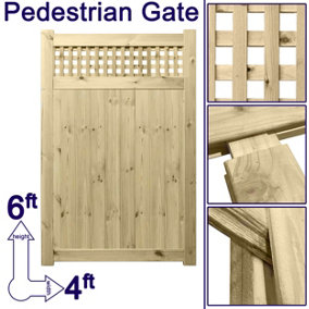 Prmier URBAN Tongue & Groove Garden Gate Padestrian Pathway Height: 6ft x Width: 4ft with Premier 45mm Square Trellis