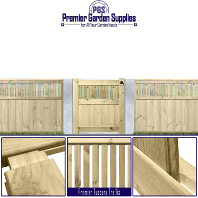 Prmier URBAN Tongue & Groove Garden Gate Pedestrian Pathway Height: 3ft x Width: 3ft with Tuscany Vertically Trellis - 5