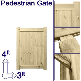 Prmier URBAN Tongue & Groove Garden Gate Pedestrian Pathway Height: 4ft x Width: 3ft Full Without Trellis