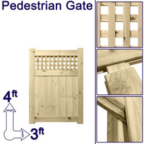 Prmier URBAN Tongue & Groove Garden Gate Pedestrian Pathway Height: 4ft x Width: 3ft with Premier 45mm Square Trellis