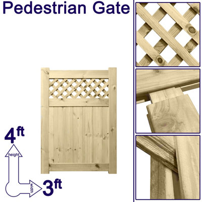 Prmier URBAN Tongue & Groove Garden Gate Pedestrian Pathway Height: 4ft x Width: 3ft with Premier Diamond Trellis