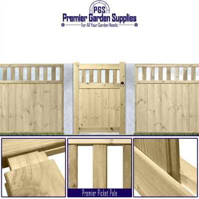 Prmier URBAN Tongue & Groove Garden Gate Pedestrian Pathway Height: 4ft x Width: 3ft with Vertical Picket Pales Trellis - 3