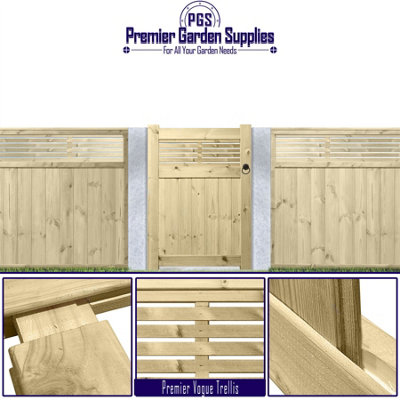 Prmier URBAN Tongue & Groove Garden Gate Pedestrian Pathway Height: 4ft x Width: 3ft with Vogue Horizontially Trellis - 4