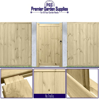 Prmier URBAN Tongue & Groove Garden Gate Pedestrian Pathway Height: 5ft x Width: 3ft Full Without Trellis