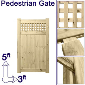 Prmier URBAN Tongue & Groove Garden Gate Pedestrian Pathway Height: 5ft x Width: 3ft with Premier 45mm Square Trellis