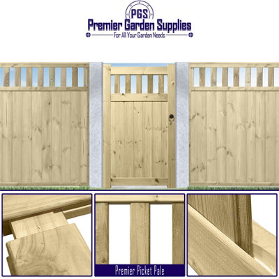 Prmier URBAN Tongue & Groove Garden Gate Pedestrian Pathway Height: 5ft x Width: 3ft with Vertical Picket Pales Trellis - 8