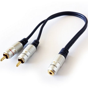 PRO 2 RCA Male To 3.5mm Stereo Socket Cable AUX Phono Jack Adapter Lead