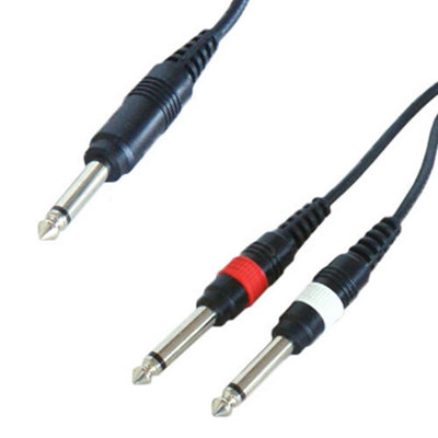 PRO 3m 6.35mm Mono Y Splitter Cable - 2x Guitar into 1 Amp - Audio Combiner Lead