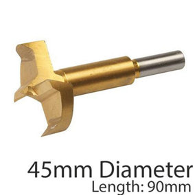 PRO 45mm Titanium Coated Forstner Bits Flat Bottom Hole Saw / Core Drill Cutter