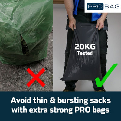 PRO Bag Garden Sack - PREMIUM GRADE - Extra Strong Black Garden Sack - Rolls of Heavy Duty Tear Resistant Garden Refuse Sacks - 3