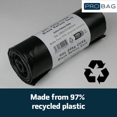 PRO Bag Garden Sack - PREMIUM GRADE - Extra Strong Black Garden Sack - Rolls of Heavy Duty Tear Resistant Garden Refuse Sacks - 4