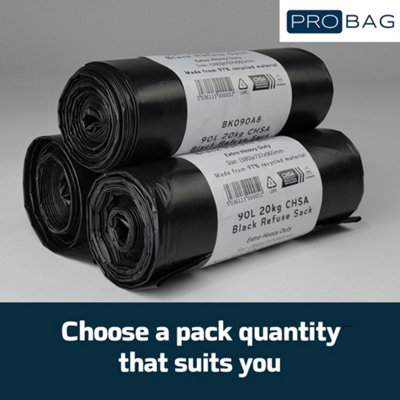 PRO Bag Garden Sack - PREMIUM GRADE - Extra Strong Black Garden Sack - Rolls of Heavy Duty Tear Resistant Garden Refuse Sacks - 6