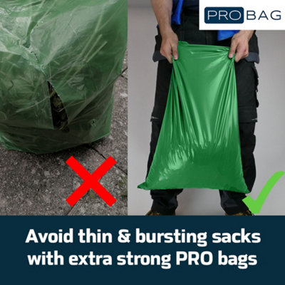 PRO Bag Garden Sack - PREMIUM GRADE - Extra Strong Green Garden Sack - Rolls of Heavy Duty Tear Resistant Garden Refuse Sacks