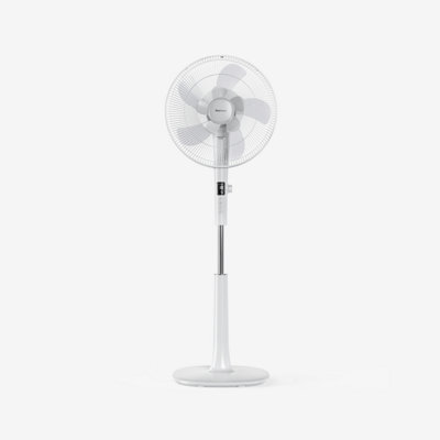 Pro Breeze 16" Pedestal Fan - Low Energy DC Motor, 3 Operating Modes & Remote Control - White