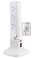 PRO ELEC - 10 Way Switched Tower Extension Lead with USB, 2m White