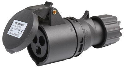 PRO ELEC - 16A, 230V, Cable Mount CEE Socket, 2P+E, Black, IP44