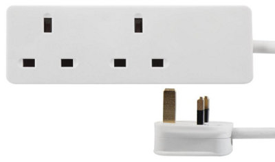 PRO ELEC - 2-Gang Extension Lead, 0.5m, White