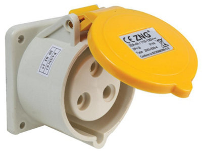 PRO ELEC - 32A, 110V, Panel Mount CEE Socket, 2P+E, Yelow, IP44