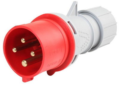 PRO ELEC - 32A, 400V, Cable Mount CEE Plug, 3P+E, Red, IP44